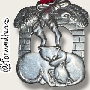 Bundle Sale 3 for $15 | Holiday Ornament – Pewter Fireplace Scene with Sleeping